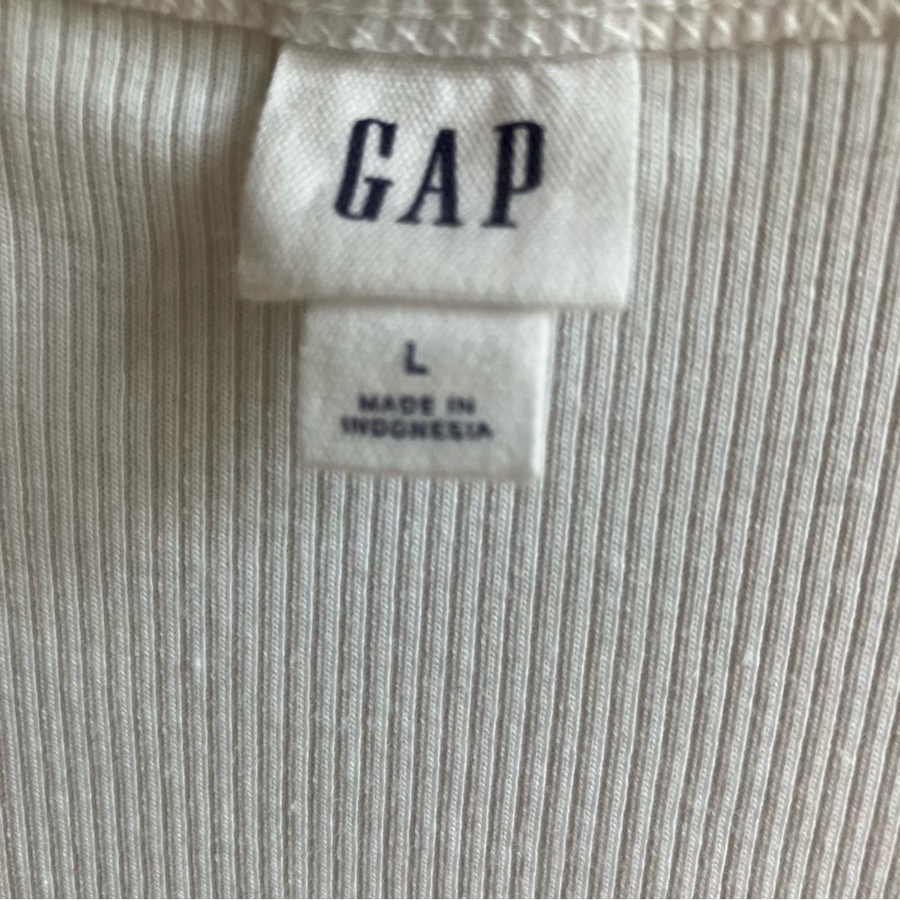 Gap Ribbed Scoopneck Tank Top Size L White Sleeveless Cotton Normcore Minimalist - Picture 4 of 9
